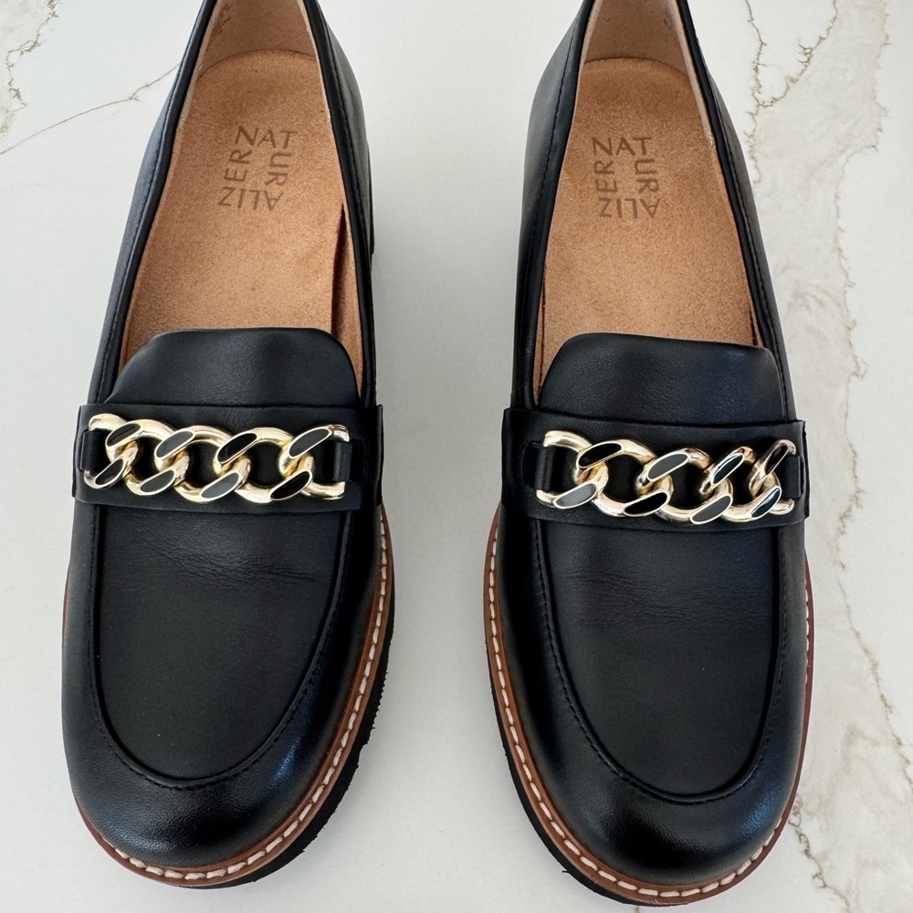 Naturalizer Black Flats with Gold Accent